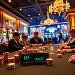 Engage in high-stakes poker at an elegant casino table featuring s8-integrated betting tools.