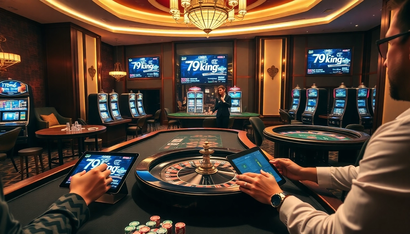 Experience the excitement of 79king.com with luxurious casino tables, vibrant poker chips, and engaging gameplay.