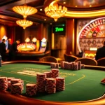 Experience thrilling high-stakes gambling at a luxurious casino featuring 7mcn-themed poker games.