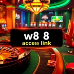 Liên kết truy cập W88, giới thiệu một casino trực tuyến sống động với bánh xe roulette, chip poker và máy đánh bạc.