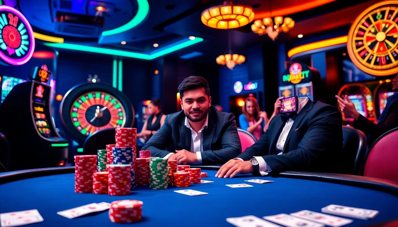 Engage in thrilling gaming experiences at https://fb88b.net/ with vibrant poker chips and a stylish roulette table.