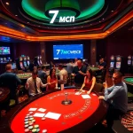 Experience thrilling gameplay at 7mcn with poker chips and exciting betting action.
