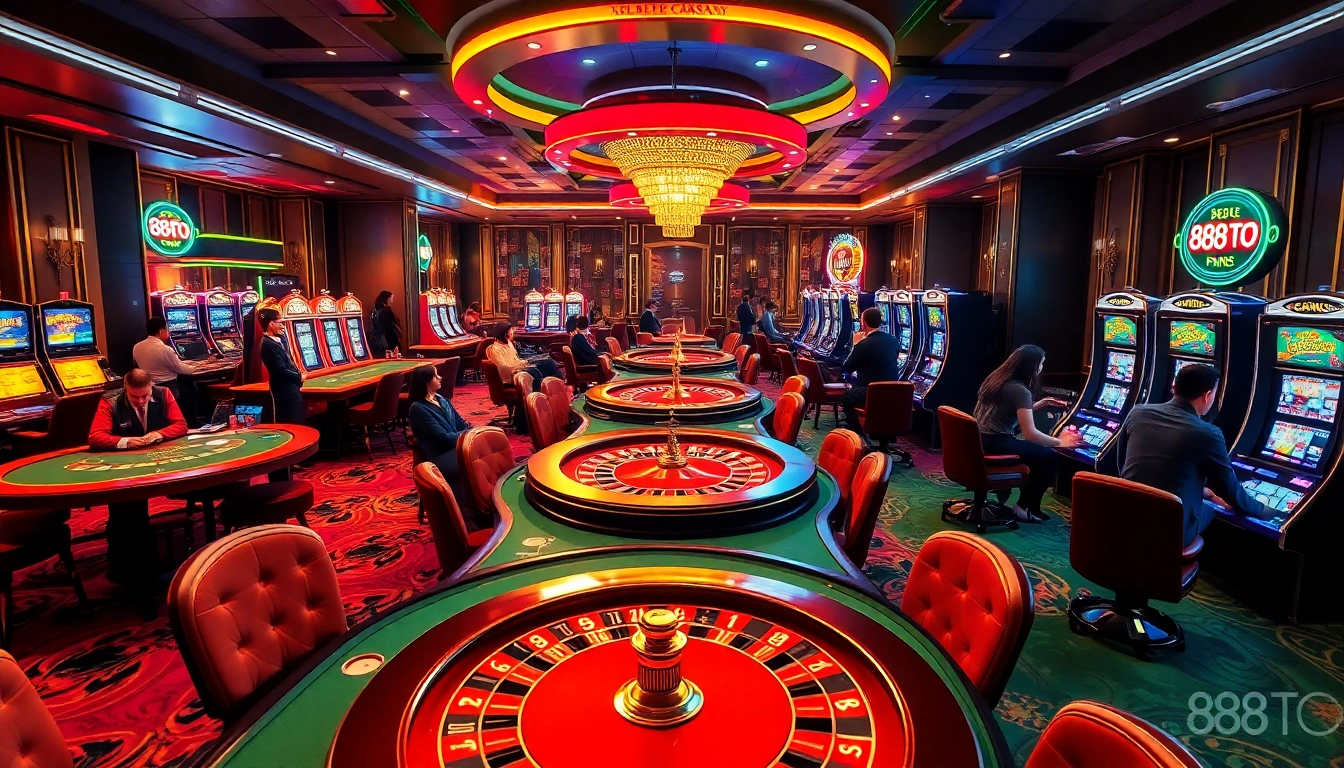 Experience the thrilling atmosphere of 888TO's online casino, showcasing diverse gaming options.