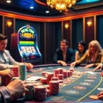 Play poker and win big at rikvip, featuring colorful chips and an exciting casino atmosphere.