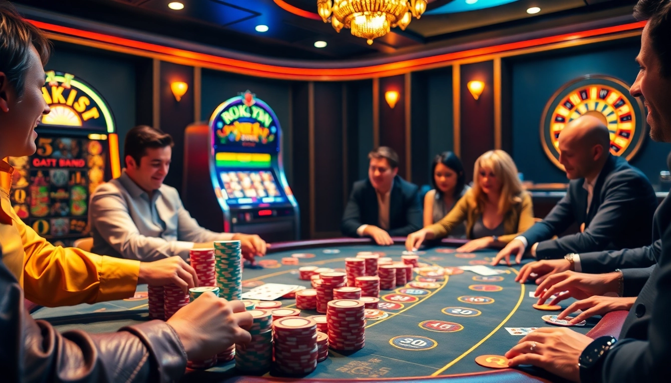 Play poker and win big at rikvip, featuring colorful chips and an exciting casino atmosphere.