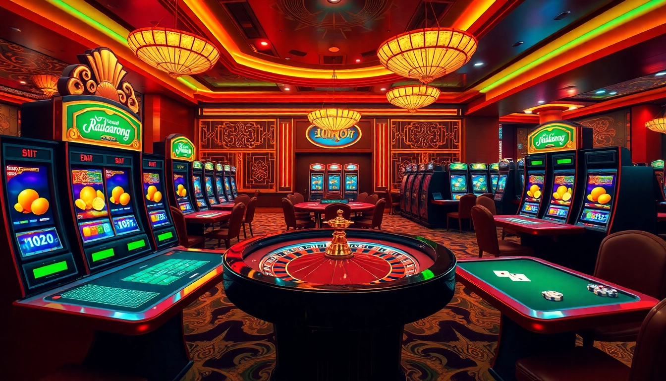 Engage in slot gaming excitement with RAJABARONG-themed machines shining brightly.