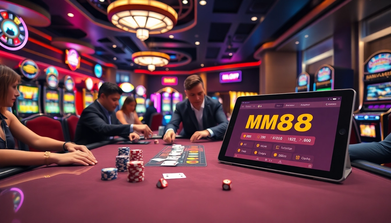 Exciting poker action and vibrant casino atmosphere at https://mm88.forex/, showcasing gaming strategy and luxury.