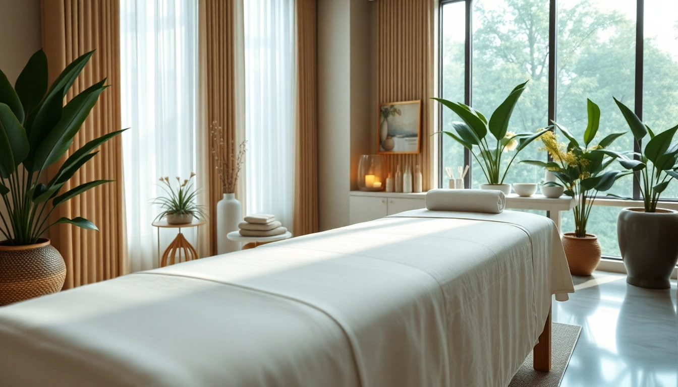 Spa Ads showcasing a tranquil treatment room with organic products and soothing decor.
