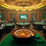 Experience the thrill of 7C77 one with luxurious casino gaming, featuring roulette and poker tables.