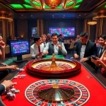 Experience MM88 excitement at a luxury casino table with roulette, chips, and eager players.