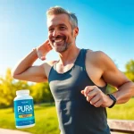 Pura Boost revitalizing male energy and performance in a vibrant outdoor setting.
