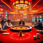 Action-packed gambling scene at a luxurious casino highlighting Hello88 with enthusiastic players.