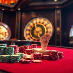 Experience the thrill of iwin with players enjoying a luxurious casino atmosphere featuring poker and roulette.