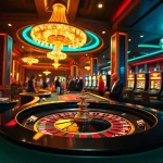 Experience high-stakes gameplay at THABET's glamorous casino tables featuring roulette and poker.