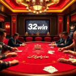 Experience the thrilling atmosphere at 32win with vibrant poker games and luxurious casino elements.