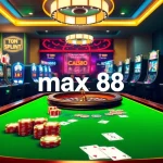 Players enjoying exciting games at max88 com casino with engaging tables and slot machines.