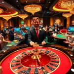 Players enjoy an exciting roulette game at FC88's luxurious casino, celebrating wins with colorful chips.