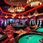 Players enjoying the THABET casino experience with vibrant slot machines and betting slips.