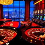 Experience the vibrant excitement of king88 with stunning casino visuals featuring roulette and slot machines.
