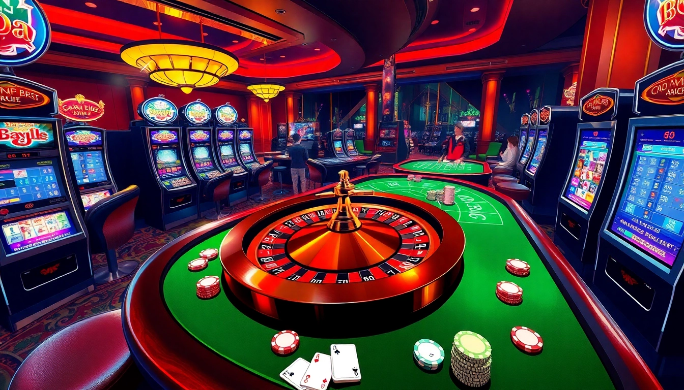 Experience the thrill of gambling with fun79 at a lively casino table filled with poker chips and cards.