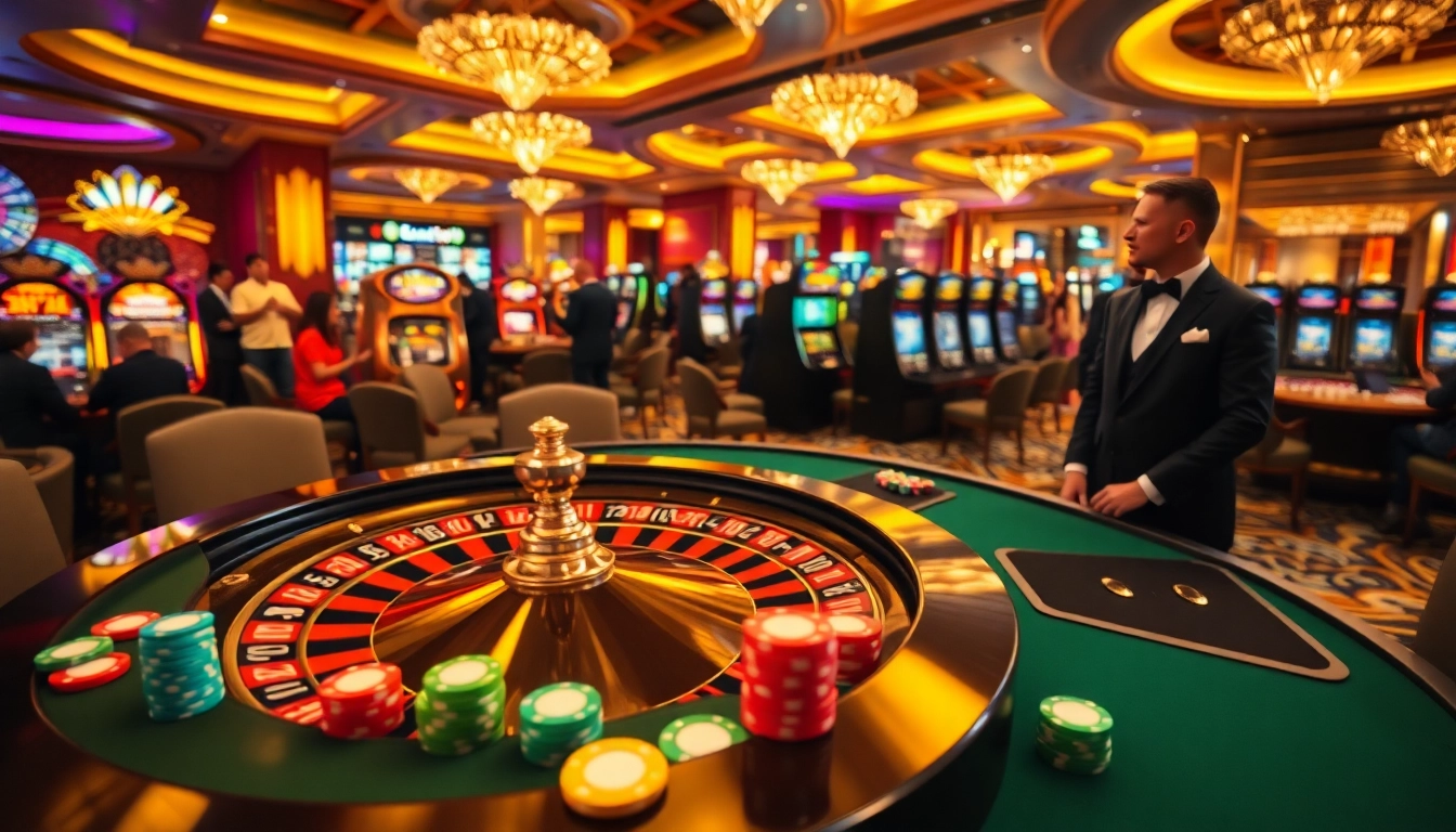 Engaged gamblers playing high-stakes roulette at https://888newco.com/ in a luxurious casino.