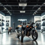 Découvrez des accessoires moto Motopaco premium dans un showroom moderne avec des équipements élégants.