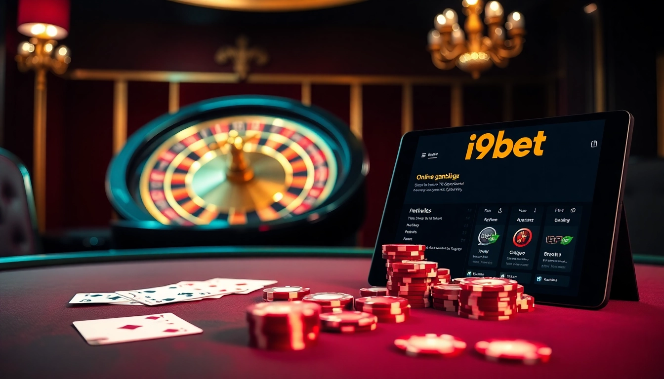 Exciting gameplay at an i9bet casino table with vibrant poker chips and betting options.