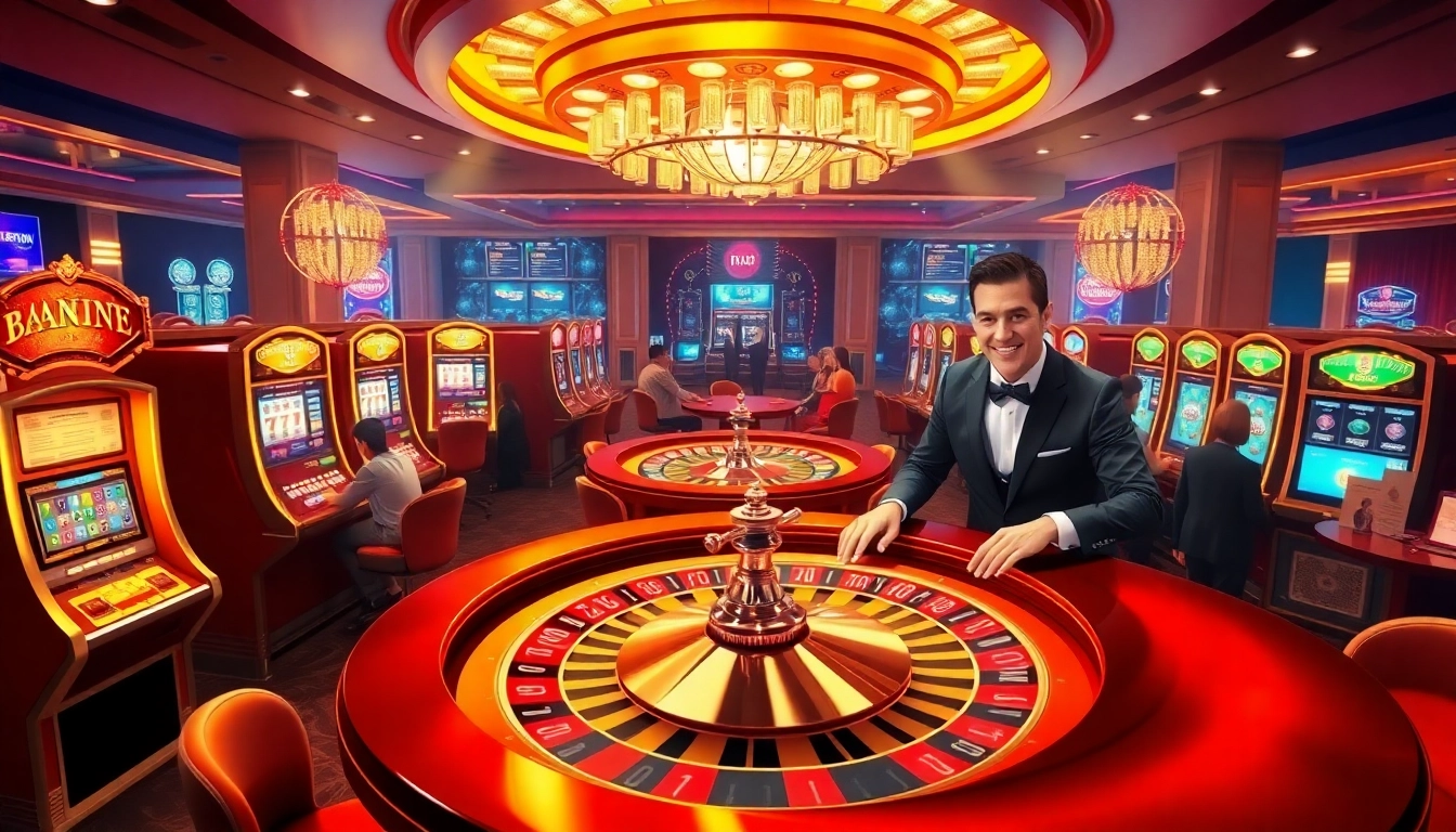 Experience the thrill of RAJABARONG with vibrant slot machines and an engaging roulette table.