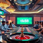 Lối chơi đầy hứng khởi tại casino tik88 với những đồng chip poker nhiều màu sắc và hành động roulette đầy năng động.