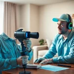 Professional leak detection in a residential living room, showcasing advanced technologies.