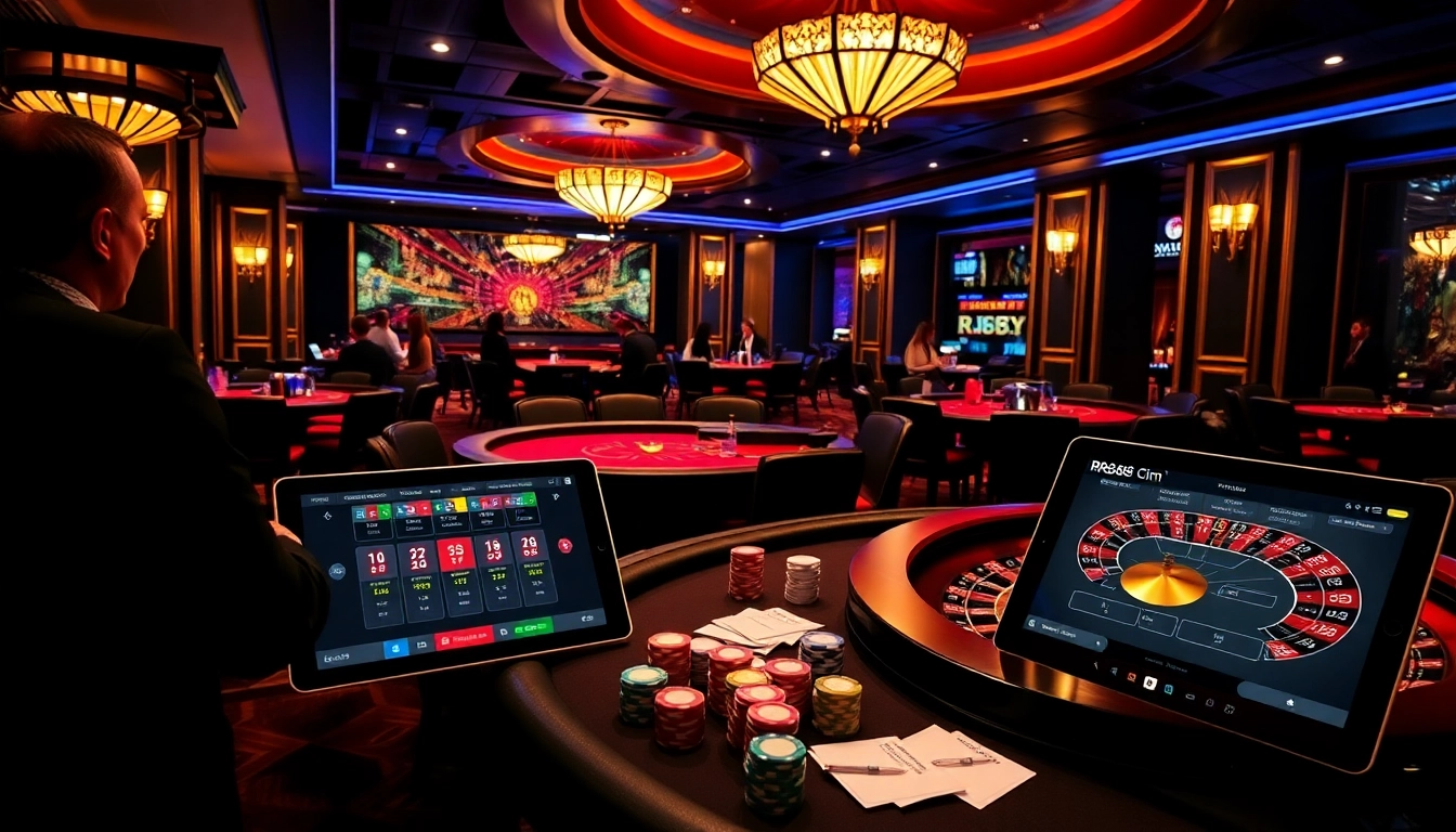 Engage in thrilling gameplay at RR88 cim with a luxurious casino backdrop filled with poker chips and roulette.
