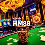 HM88 players strategizing at a high-stakes poker table in a vibrant casino.