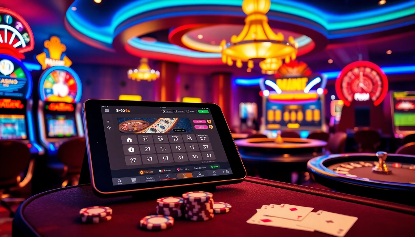 A thrilling gaming experience at https://777vipst.com/ featuring vibrant online betting visuals with casino elements.