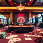 Players engaging at a vibrant casino table with THABET branding.
