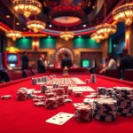 Experience thrilling usbet games at a vibrant casino table with poker chips and roulette.