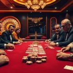 Engaged players strategize at a luxurious poker table, experiencing the thrill of win55 gambling.