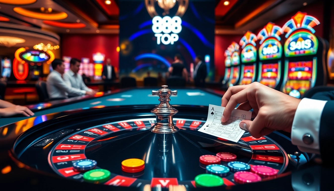 Experience the thrill of victory with 888 top at a luxury casino game table.