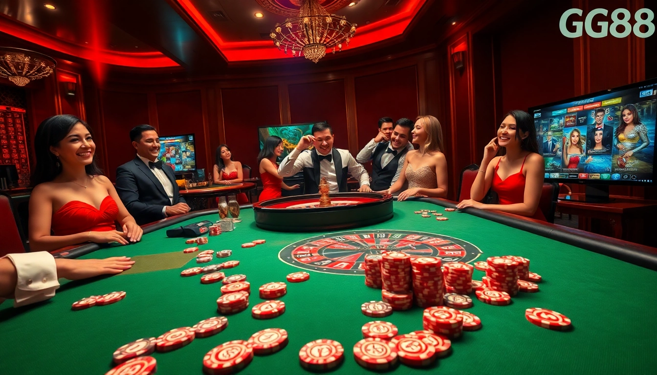 Experience the thrill of gaming at GG88 with lively casino tables and engaging players.