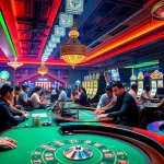 Experience the vibrant atmosphere of online gambling at http://hm88.blue/ with players enjoying poker and slots on a lively casino floor.