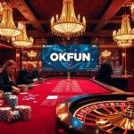 Experience thrilling games with the OKFUN app in a luxurious casino environment filled with excitement.