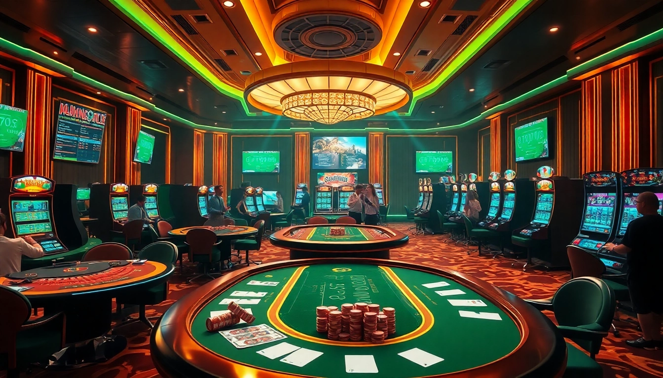 Exciting casino scene showcasing link xx88 with players enjoying games in a luxurious environment.