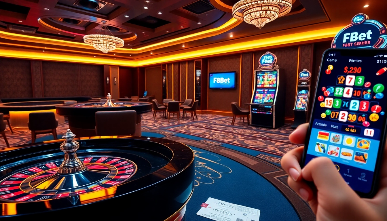 Experience the excitement of F8Bet with vibrant casino tables and mobile gambling interfaces.