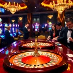 Experience vibrant gameplay at jun88.com with poker chips & roulette in a luxurious casino.