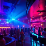 Night club SXM experience at Club Noir with vibrant lighting, luxury seating, and energetic crowd enjoying nightlife.