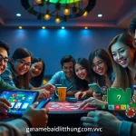 Engaging players enjoying online card games at gamebaidoithuong.com.vc with vibrant graphics and dynamic devices.