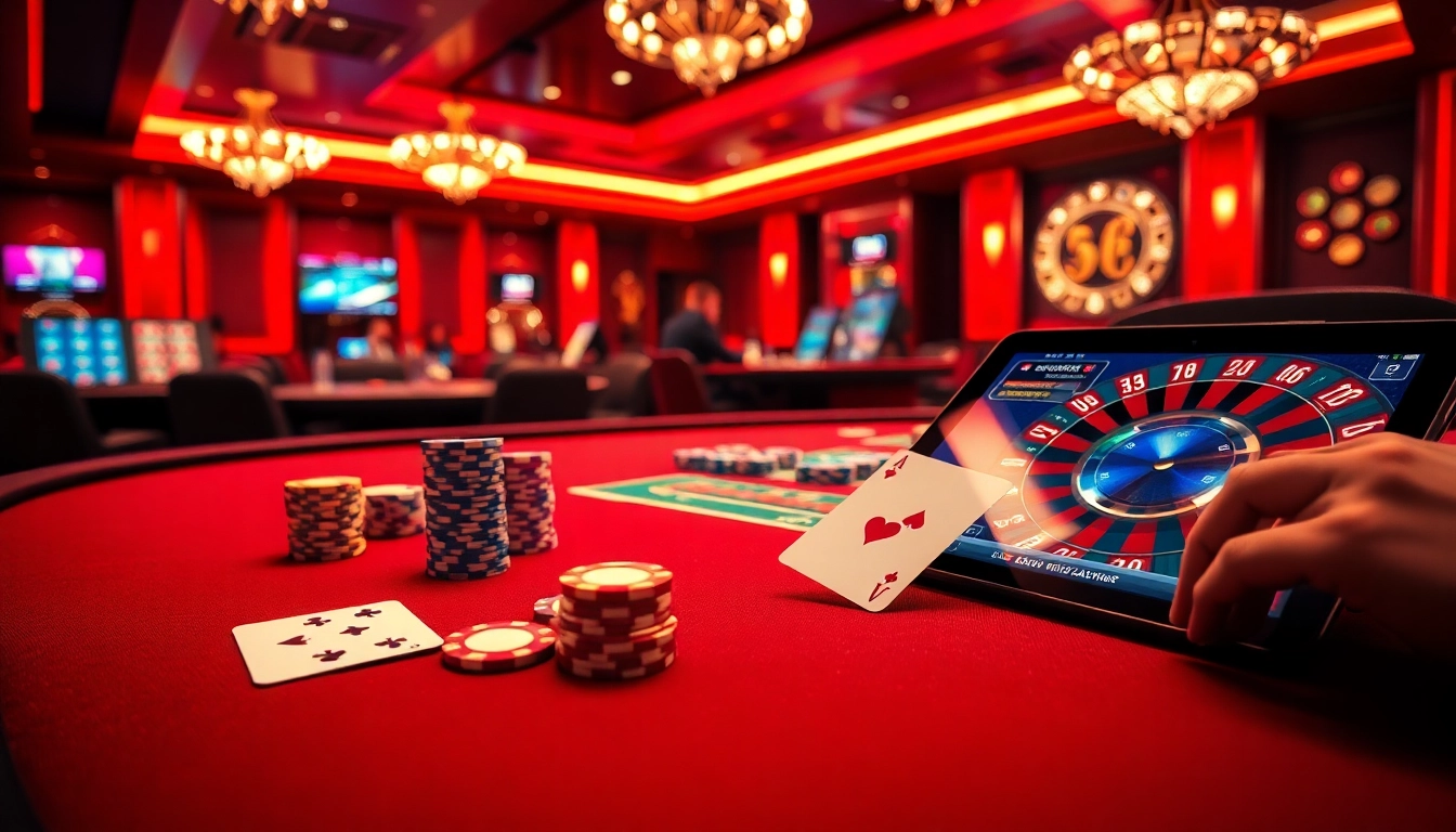 Experience thrilling gameplay at Lc88 casino with vibrant poker and roulette action.
