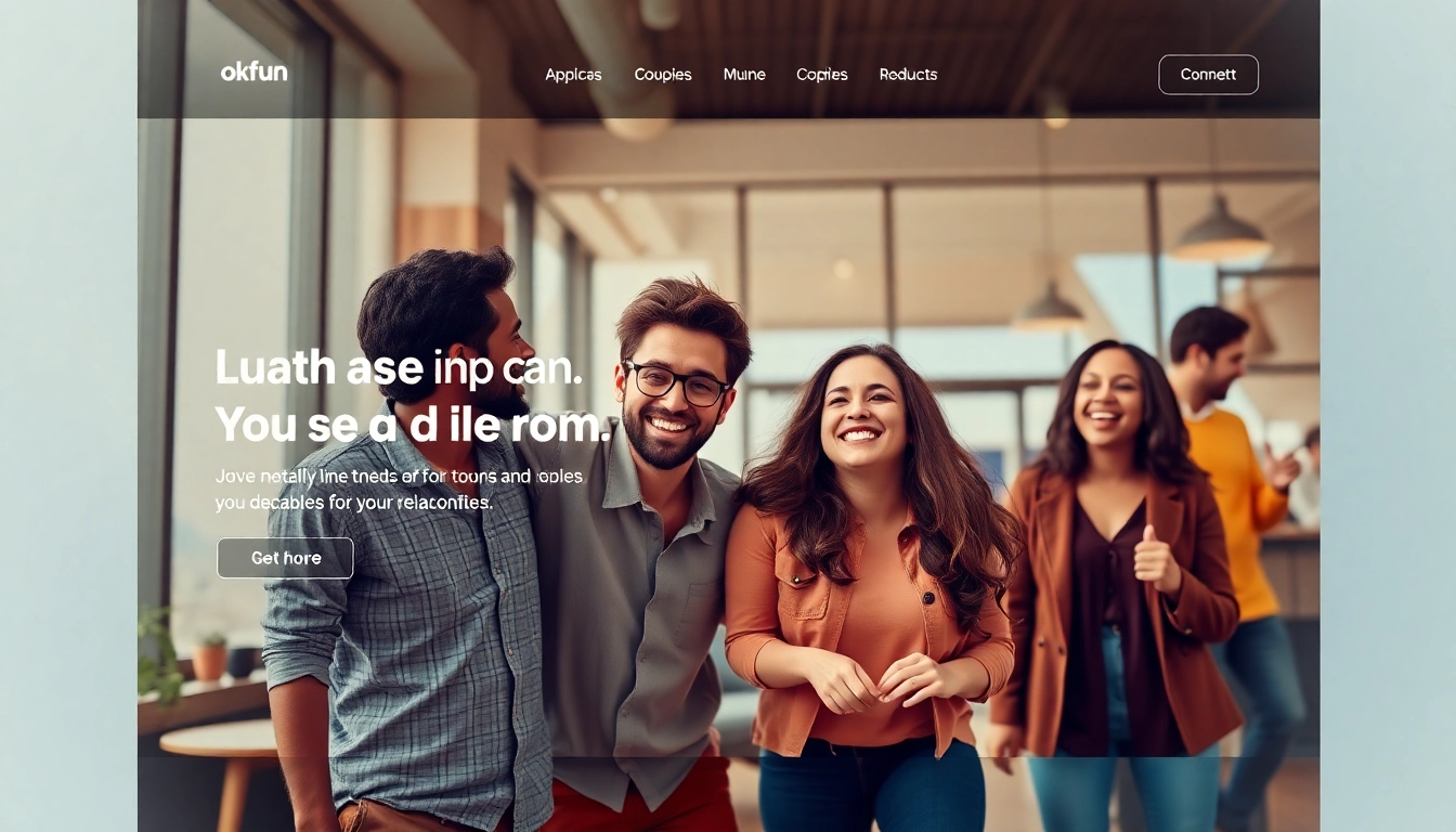 Inclusive dating experience promoted through https://okfun.uk.net/ with diverse couples enjoying their connection.