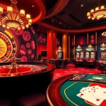 Engaging scene of online gambling with OKFUN đăng ký, featuring vibrant casino tables and winning themes.