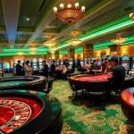 FLY 88 casino scene showcasing roulette tables and excited players in luxury.