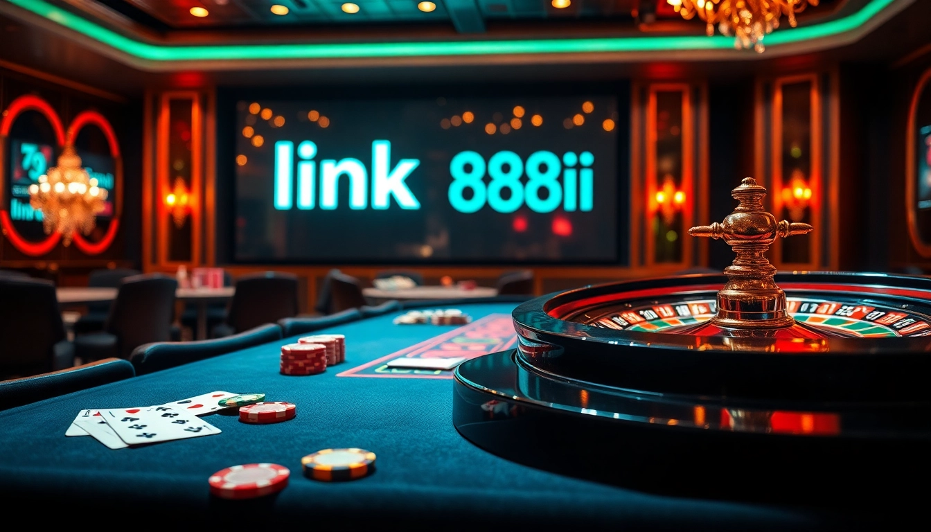 Experience the thrill of online gambling with "link 88i" showcasing vibrant casino visuals and excitement.